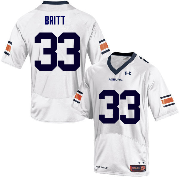Auburn Tigers Men's K.J. Britt #33 White Under Armour Stitched College NCAA Authentic Football Jersey MYE0574GV